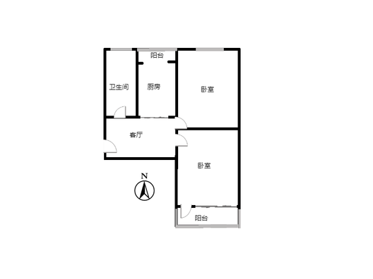 老财政局家属院2室1厅1卫户型图