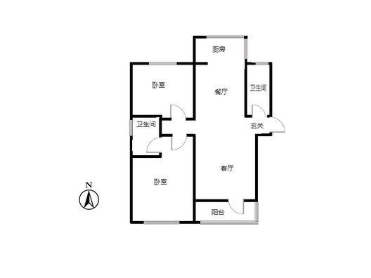北京城建德信御府2室2厅2卫户型图
