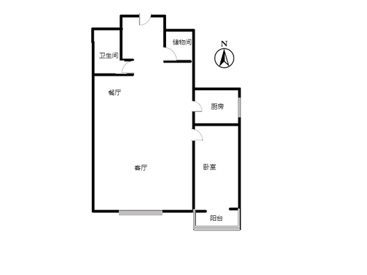 呈颐园小区1室2厅1卫户型图