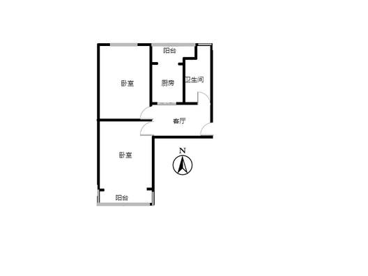 老财政局家属院2室1厅1卫户型图