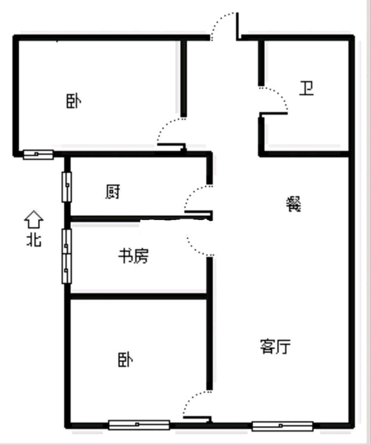 高铁新干线3室2厅1卫户型图