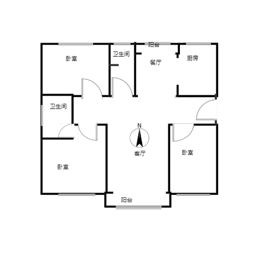 军欣家园3室2厅2卫户型图