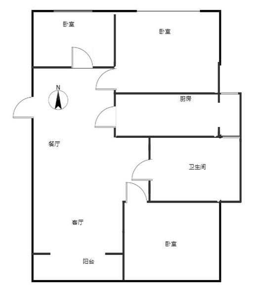 华融现代城3室2厅1卫户型图