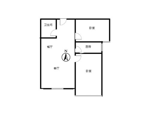 汇元学府一号2室2厅1卫户型图