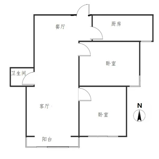 云景城2室2厅1卫户型图