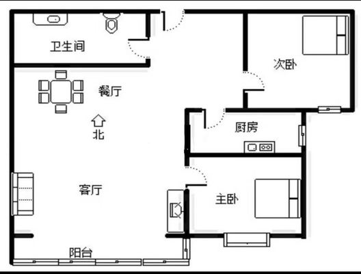 翡翠城（涿郡东区）2室2厅1卫户型图