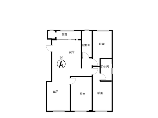 天地新城3室2厅2卫户型图