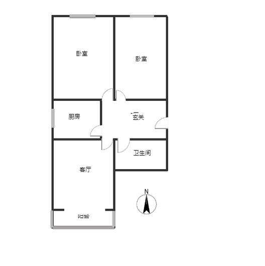 铁道部建厂局家属楼（机械总队家属院）2室1厅1卫户型图