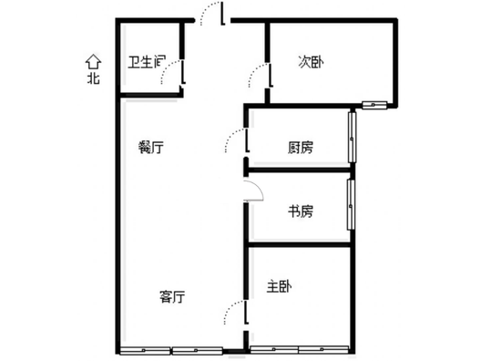 高铁新干线3室2厅1卫户型图
