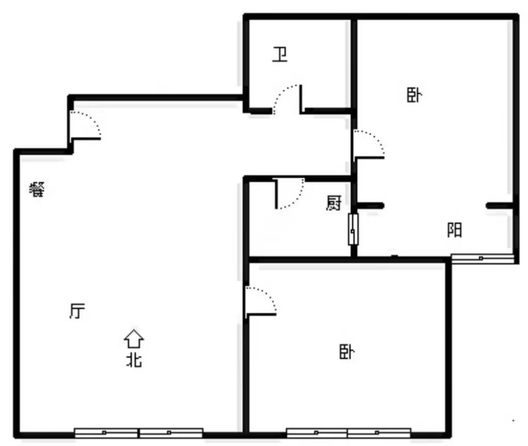 君临天下御景园2室2厅1卫户型图
