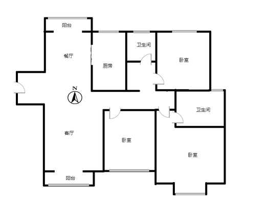 鸿坤理想尔湾3室2厅2卫户型图