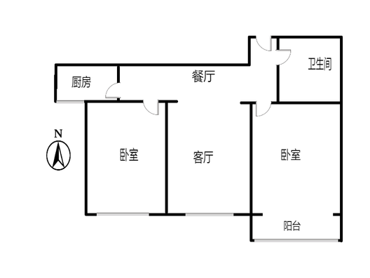 水岸花城2室2厅1卫户型图