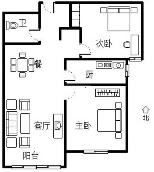 K2狮子城2室2厅1卫户型图