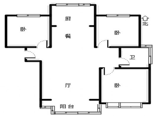天伦湾馨园3室2厅1卫户型图