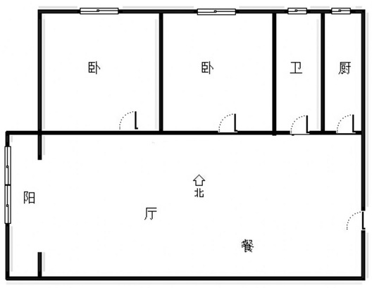 汇元四季橙2室2厅1卫户型图