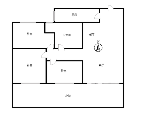 桃源新都孔雀城3室2厅1卫户型图