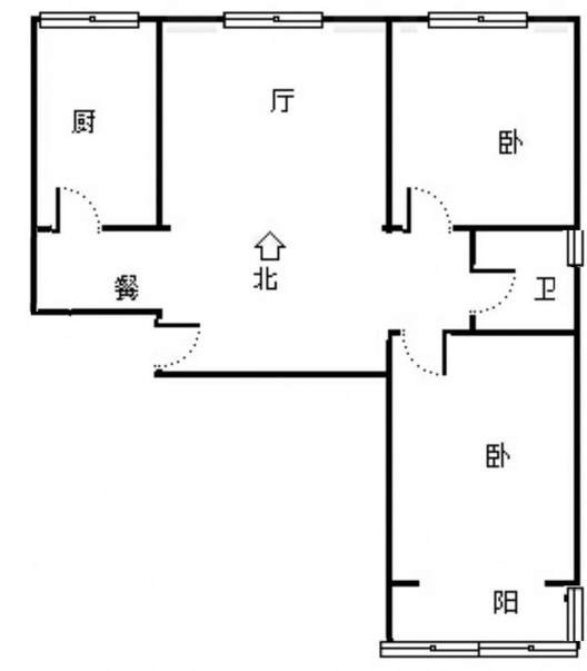 花溪渡2室2厅1卫户型图