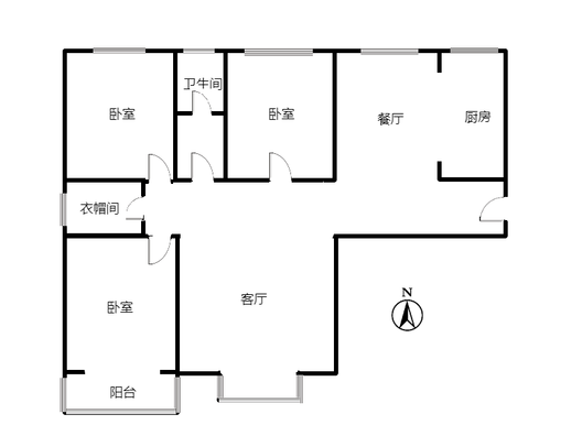 水岸花城3室2厅2卫户型图