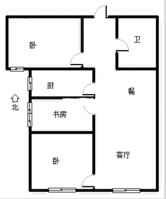 高铁新干线3室1厅1卫户型图