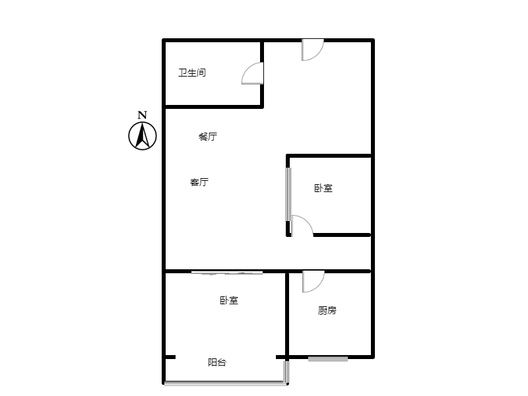 汇元上城2室2厅1卫户型图