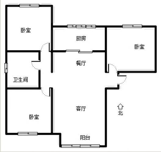 天伦湾嘉园3室2厅1卫户型图