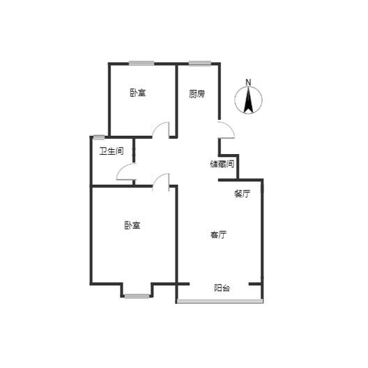 天地新城2室2厅1卫户型图