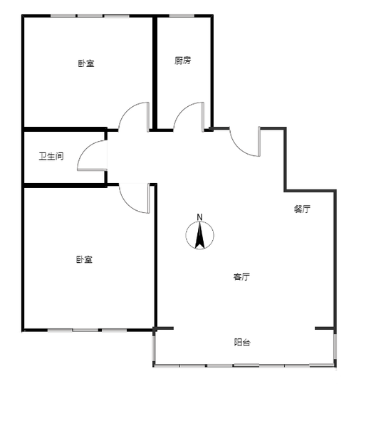 嵘御航城2室2厅1卫户型图