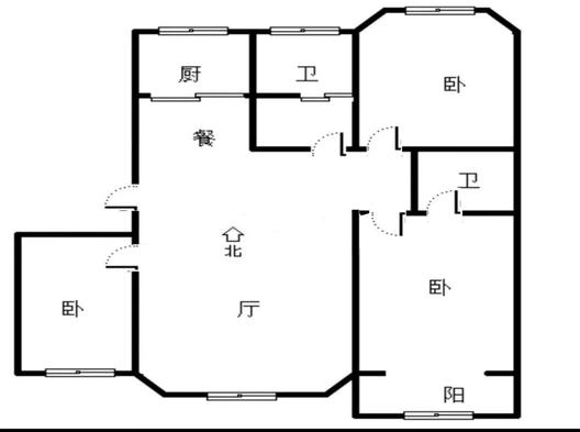 名流枫景洋房3室2厅2卫户型图