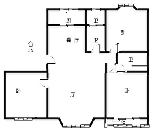 名流枫景洋房3室2厅2卫户型图