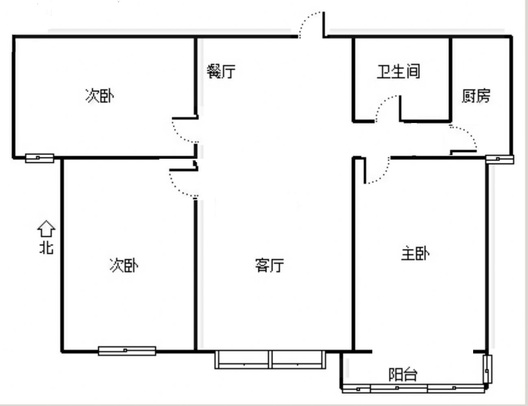 惠友万悦城3室2厅1卫户型图