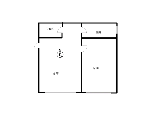 学府澜湾一期1室1厅1卫户型图