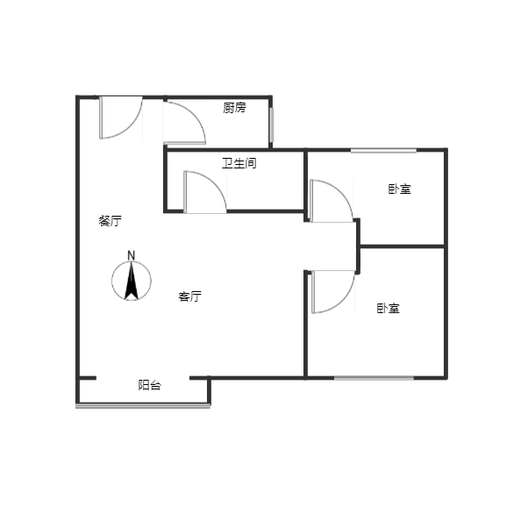 涿州孔雀城悦澜湾2室2厅1卫户型图