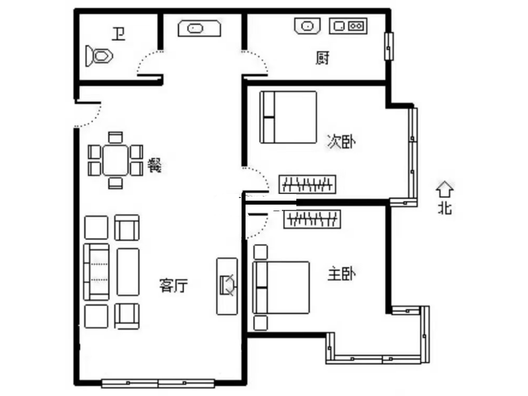 K2狮子城2室2厅1卫户型图