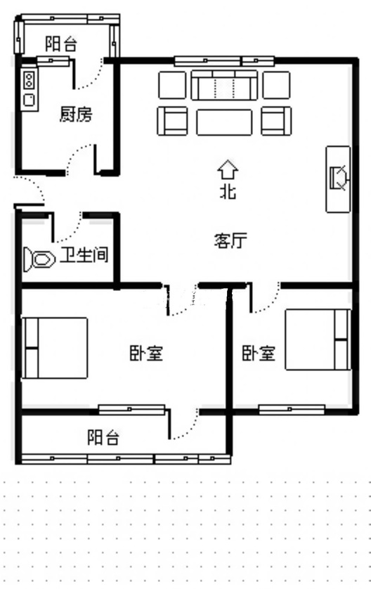 三五四三社区居民委员会2室1厅1卫户型图