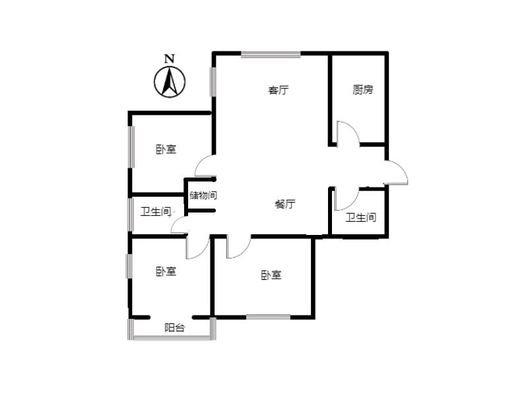 鸿盛凯旋门3室2厅2卫户型图