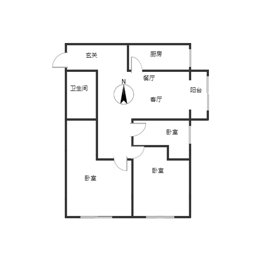 名流家和3室2厅1卫户型图