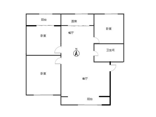 联合小区四号院3室2厅1卫户型图