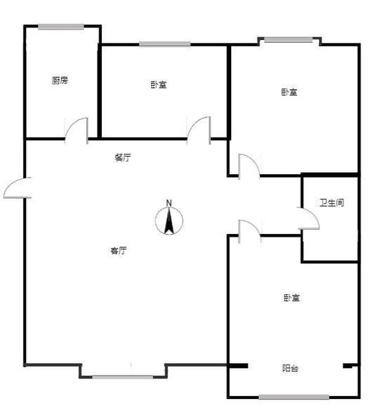 名流枫景洋房3室2厅1卫户型图