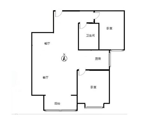 联合一号院2室2厅1卫户型图