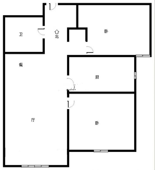 鹏渤印象城·牛津花园2室2厅1卫户型图