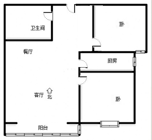 翡翠城（涿郡东区）2室2厅1卫户型图