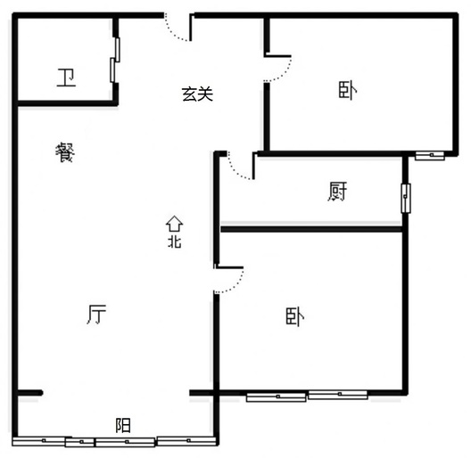 联合七号院2室2厅1卫户型图