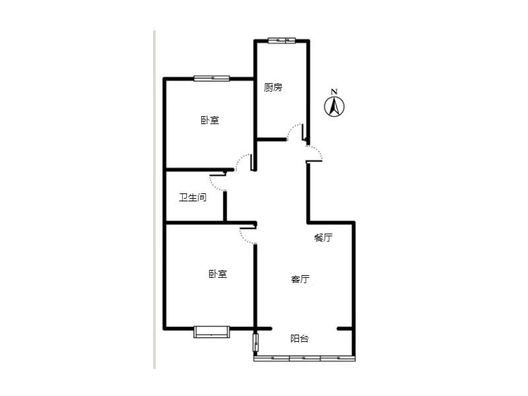 京中美居2室2厅1卫户型图