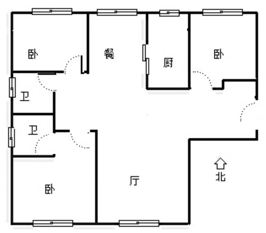 高铁新干线3室2厅2卫户型图