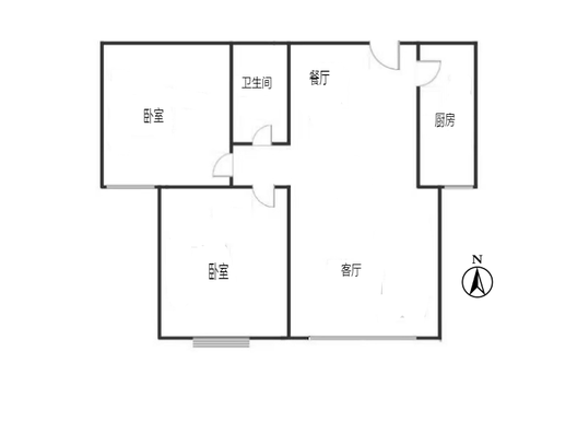 中船涿州府（东区）2室2厅1卫户型图