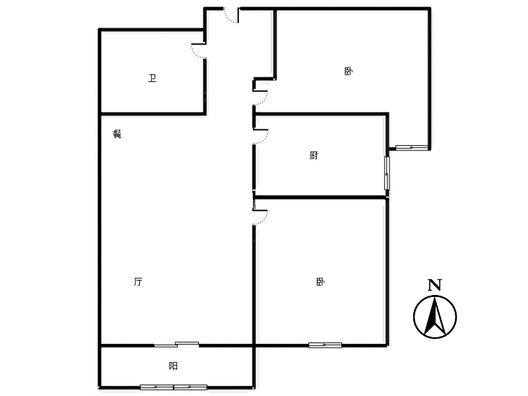 翡翠滨江2室2厅1卫户型图