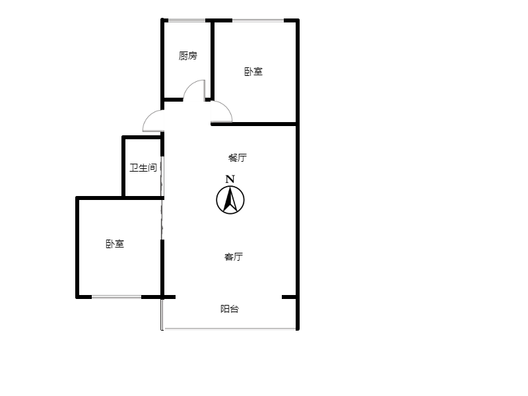建厂局设计院家属楼2室2厅1卫户型图