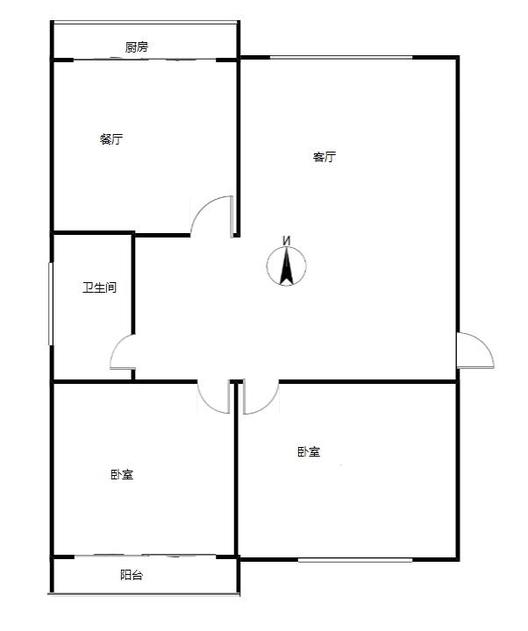 银城小区2室2厅1卫户型图