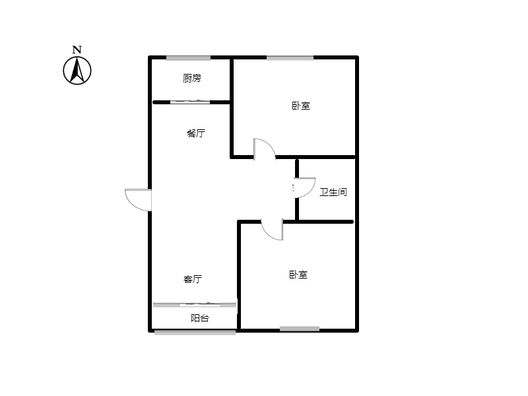 唐人花园2室2厅1卫户型图