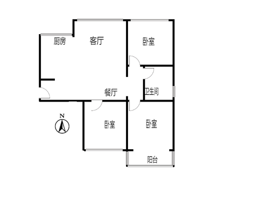水岸花城3室2厅1卫户型图